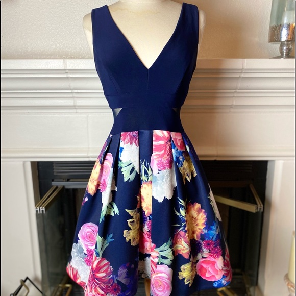 Xscape Navy blue A-Line dress - Picture 4 of 13